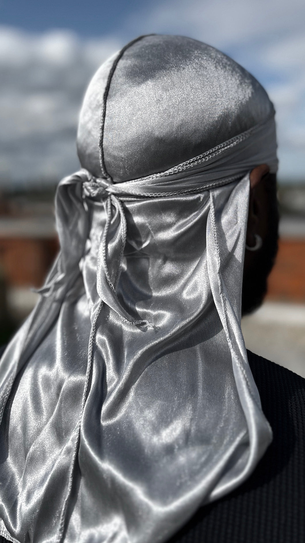 Premium Silk Durag – Silver